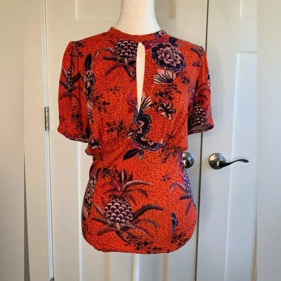 Free People Hear Me Roar Top Red Combo Size Large - Picture 2 of 11